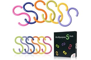 Favson Mehrzweck-Haken, Kunststoff, S-Form, 12 Stück，zum Aufhängen von Handtüchern, Kleiderhaken für Badezimmer, Schlafzimmer, Büro und Küche