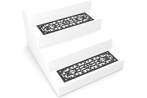 Lavish Home Pure Garden Anti-Rutsch-Treppenmatten für Holzstufen, strapazierfähig, dekorativer Läufer mit Traktionskontrolle, Griffigkeit, Gummimatten, Schwarz, 2 Stück, 82-YJ440B