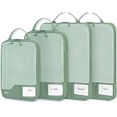 ECOHUB Compression Suitcase Organizers, 4 Pieces Recycled Travel Bags for Backpack with Tag, Tear Resistant Organizer for Car