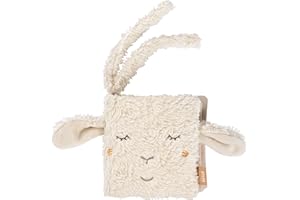 Fehn Stoffbuch Schaf Natur – Bilderbuch aus Baumwolle aus biolgischem Anbau - Knisterbuch fördert Sinne & Motorik - der ideale Begleiter für zuhause & unterwegs - für Babys ab Geburt