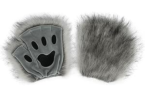 hbbhml Faux Fur Paw Gloves Fluffy Cat Claws Halloween Christmas Party Carnival Costume Cosplay Accessories for Girls Women