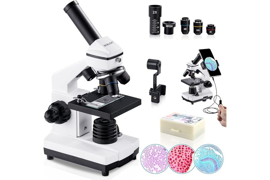 BEBANG 100X-2000X Microscope for Kids Adults, Professional Biological Microscope Kit for Students School Laboratory