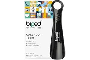 DIE SCHUHANZIEHER biped Calzador de plástico 18 cm – Calzador pequeño y ergonómico, ideal para viajes, niños y adultos – Calzador corto para zapatos fácil de usar z1560(negro)