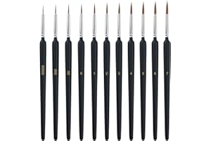 Augshy 10 Piezas Pinceles Pintura Acrilica, Pinceles Miniaturas, Juego de Pinceles para Pintura de Arte para Artistas, Acrilica, Acuarela, Óleo, Ideal para Profesionales y Principiantes