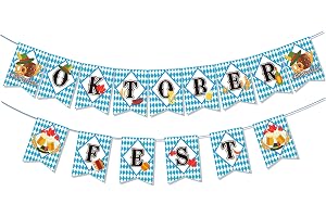 Öl party dekorationer girlanger, oktoberfest flaggväv bayersk dekoration | Autentiska Oktoberfest-motiv, problemfri installation, mångsidig placering, bra för födelsedagar och sammankomster