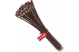 intervisio Collier de Serrage 200 mm x 4,8 mm, Attache Câble, Serre Câbles Rilsan Nylon, Colliers Serre-Cable 200mm, Couleur Marron Brun, Lot de 200 Pièces