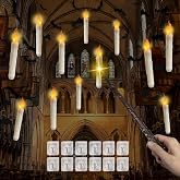 Bougies Flottantes Magiques à Suspendre avec Baguette,12PCS Bougies Flottante LED à Piles,Lumière Chaude Vacillante Bougies,B