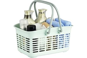 ALINK Plastic Shower Caddy Basket with Handle, Portable Mesh Storage Organizer for College Dorm, Bathroom, Kitchen - Egg Blue
