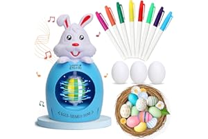 ANCESFUN Kit de Decoración de Huevos de Pascua Niño, Pintura Rápida con Marcadores y Huevos de Plástico, Artesanal de Pascua con LED y Luz de Música Regalo para Niños y Niñas de 3-12 Años