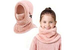 AYPOW Passamontagna Invernale in Pile Termico Bambini 3-9 Anni, Maschera da Sci Multifunzionale Antivento Regolabile, Berretti Cappello in Pile Caldo Cappuccio Scaldacollo Sciarpa per Ragazzi Ragazze