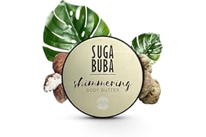 SUGA BUBA SugaBuba Mantequilla Corporal Brillante de Lujo con Manteca de Karité Orgánica y Trufa Blanca | Crema Hidratante y Brillante para el Cuerpo, Natural y Amigable con los Veganos | Brillo Dorado 250 ml