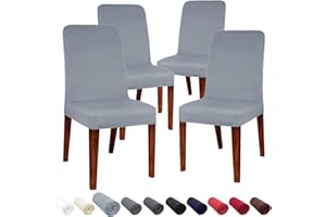 JARITTO Coprisedie con Schienale Sala da Pranzo Elasticizzato Fodere Sedie Moderno Copertura Protettiva della Sedia Lavabile Rimovibile per Hotel Ristorante Festa di Nozze 4 Pezzi (Grigio Chiaro)