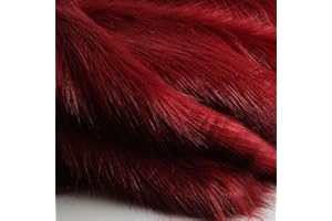 NIANTONG Tissu Fausse Fourrure à Poils Longs Moelleux Patchs De Tissu De Fourrure Shaggy Tissu De Couture De Fourrure Pour Décorations De Costumes Artisanat De Coutur(Size:1.7x0.5m/66.9x19.6in,Color:Vin rouge)
