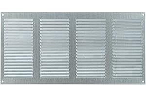 Steinberg14 Griglia di Ventilazione Rettangolare 400x200 mm - Griglie di Aerazione in Metallo Zincato - Serranda di Scarico dell'aria con Zanzariera - Copri Bocchetta Interna a Parete e a Soffitto