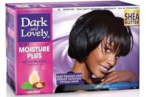 DARK AND LOVELY Dark & Lovely Kit Regular No-Lye Relaxer Superior Moisture Plus Nutritive African Shea Manteca de karité africana Hair Care Agent Oscuro y hermoso para cabello medio grueso rizado enrollado
