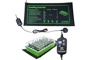 EWENYS Plants Seedling Heating Mat, IP67 Waterproof, 20W Heat Warmer Mat for Growing Greenhouse or Grow Box (20 x 10 in, Thermostat + Timer)