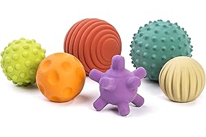 Miniland Sensory Balls - Multicolor para Bebés Hechas de Goma Natural para la Dentición, Textura para Bebés, Mejoran el Desarrollo Sensorial y de Las Habilidades Motoras, Juego de Fácil Agarre