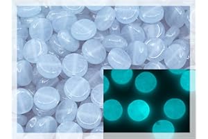 Bohemia Crystal Valley 70+ pcs Flat Round Coin 1-hole glass beads (25g), 8mm, Czech Republic, Dirty Violet Blue - Glow in the Dark Bright Blue