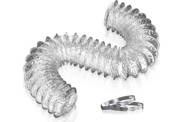 Hon&Guan tuyau de ventilation 75mm 2m Conduit d'air Flexible conduit hotte en feuille d'aluminium tuyau evacuation hotte pour Salle de bain, Cuisine, Sèche-linge