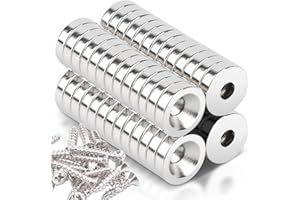 KEUKENKET 52 Stück Magnete Stark Mit Loch, Blende 4mm，12X3mm Neodym Magnete Klein mit Schrauben