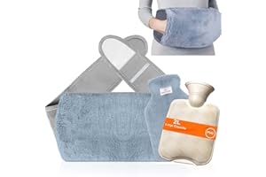 Bonilife Hot Water Bottle Belt 3in1, Fluffy Wrap Around Wearable Hot Water Bottle with Waist Cover, 2L PVC Hot Water Bottle Pouch, Warm Water Bag for Period, Hand Feet Back Legs Waist Pain Relief