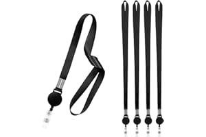 Fushing 5 pcs rouleaux rétractables porte-clés lanyards bande de sangle de cou pour porte-badges ID pour événement d'école de commerce