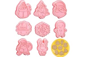 BOOSHMall 8 pezzi Formine per Biscotti Natale, Stampini Biscotti Natale, 3D Pressable Formine per Biscotti, Christmas Cookie Cutter per Biscotti Natalizie Torta