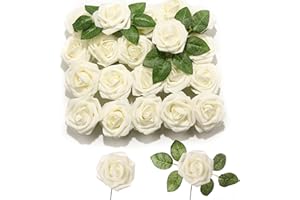‎PARTYWOO PartyWoo Künstliche Rosen, 20 Stück Kunstblumen, Künstliche Blumen, Deko Blumen, Schaumrosen, Kunstblumen Deko, Kunstblume für Geburtstagsdeko, Hochzeitsdeko, Party Deko (Beige)
