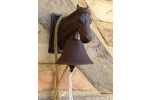 Antikas - Cloche de jardin avec tête de cheval – Cloche de porte – Cloche de jardin artisanale