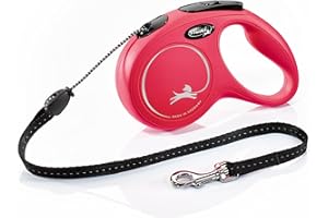 Flexi New Classic M Smycz Rozwijana, Czerwony, 5 m