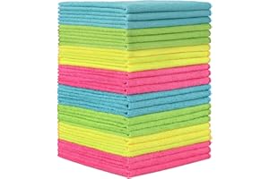 HOMEXCEL Lot de 24 chiffons de nettoyage en microfibre pour cuisine, non pelucheux, anti-rayures, très absorbants et réutilisables pour maison, fenêtre et verre, voitures, 29 x 29 cm