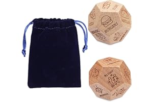 BOXOB 2 Pezzi Dadi per Decisioni su Film e Cibo, Legno Dadi per Appuntamento Notturno, San Valentine Regali per Coppie