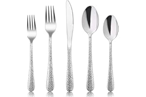 Besteck Set, HaWare 30-teilig Besteckset Edelstahl Essbesteck für 6 Personen mit Messer Gabel Löffel, Gehämmertes Tafelbesteck für Haushalt/Küche, Modernes Design＆Hochglanzpoliert - Spülmaschinenfest