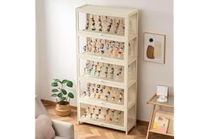 Hynbdes Display Cabinet for Collection, Acrylic Transparent Curio Cabinet Figures and Curio Collection Display Case Floor Standing Showcase Home Living RoomBeige80*33 * 172