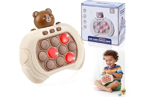 AMERTEER Electronic Push Pop Game | Light Up Bear Fidget Toy for Kids | LED Memory Bubble Game with Sound | Sensory Reaction Game Toy | Handheld Autism Learning Toy | Portable Gift for Boys & Girls
