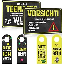 4er Set - Blechschild 20x30cm mit Lustige Sprüche - Hier lebt ein ...