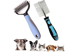 May Huang Brosse pour Chien et Chat pour Poils Longs, Lot de 2 Brosse pour sous-Poil, Peigne Déméloir Chien Professionnel pour Eliminer Nœuds/sous-Poil, Brosse Chien sous Poil (B)
