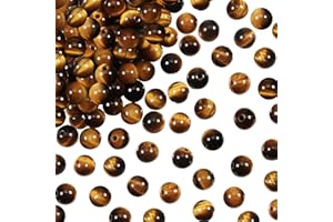 TOAOB THE ONE AND ONLY BABY TOAOB 50pcs Perles Pierre Naturelles 8mm Oeil de Tigr Perles Rondes en Vrac de Pierres Précieuses Gemme Énergie Guérison pour Fabrication de Bijoux Collier Bracelet Boucle D'oreille