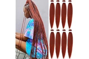 Leeven 8 Packs Brown Pre Stretched Braiding Hair Extensions 30 Inch Yaki Hot Water Setting Fiber EZ Braid Pre-stretched Braiding Hair for Box Braids Knotless Braids /30 Inch 350#