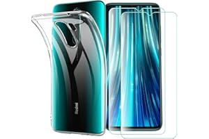 iLieber Redmi Note 8 Pro Hülle, [2 Schutzfolie + Hülle] Schutzhülle TPU Silikon Case Cover Tasche Schale Weiche Transparent Crystal mit Tempered Glass Screen Protector für Xiaomi Redmi Note 8 Pro