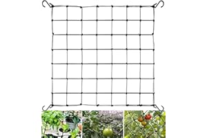 Senua Elastisches Rankgitter für Gewächshauszelt 90 x 90 - 100 x 100 cm Pflanzenstütze Scrog Netz, Hydrokultur Grow Room Scrog Netz, Universal Schwerlast Ranknetz mit Stahlhaken