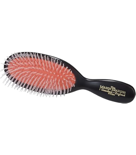 Mason Pearson BN3 Handy Boar Bristle Nylon Tufts Hair Brush, Cleaner, Gift Box | UK