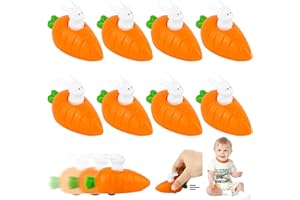 HOCUCHELAND 8 Stück Aufziehbare Hasen mit Karotte Set, Lustige Aufziehspielzeug Autos Spielzeug mit Fahrende Hasen, Kreativ Geschenkideen zu Ostern Spielzeugauto Easter für Kinder ab 2 Jahre