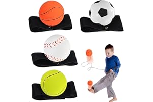 DBAILY Lot de 8 balles rebondissantes avec cordon - Diamètre : 47 mm - Avec élastique - Pour enfants et adultes - Pour le football, le basketball, le softball, le baseball