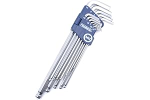 HemBorta® Allen Key Set Extra Long 13pcs 1.27-10mm, Metric Alan Keys Sets with Ball End Hex Keys, Heat Treated Alan Keys Sets with CRV Steel Satin Finish Alan Keys
