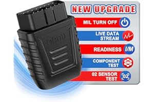 IKIKIN Diagnosegerät OBD2 Bluetooth 5.0, drahtloser Autodiagnosescanner mit vollständigem Systemscanning, Leistungstest des Motormilden Rauchtests, Motorfehlercodeleser passend für iOS und Android（Schwarz）