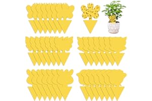 HIEBUM 35 Pcs Piège à Mouches plaques Jaunes Autocollant, Attrape Moucheron Exterieur Attrape Mouche Collant pour la Lutte Contre Les Parasites des Plantes