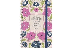 Finocam - Agenda Espiral 2026 Semana Vista Horizontal | Enero - Diciembre (12 meses) | Agenda Anual 2026 | Tapa de polipropileno Espiral Design Collection - Imposible - Español