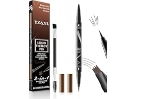 YZ&YL Crayon sourcils Waterproof, 2 en 1 Eyebrow Pencil, Avec Micro-embout à 4 Dents et Pointe Pinceau Précise,Résistant à La Transpiration, Longue Durée, Crée une Forme de Sourcil Naturelle (Marron clair)
