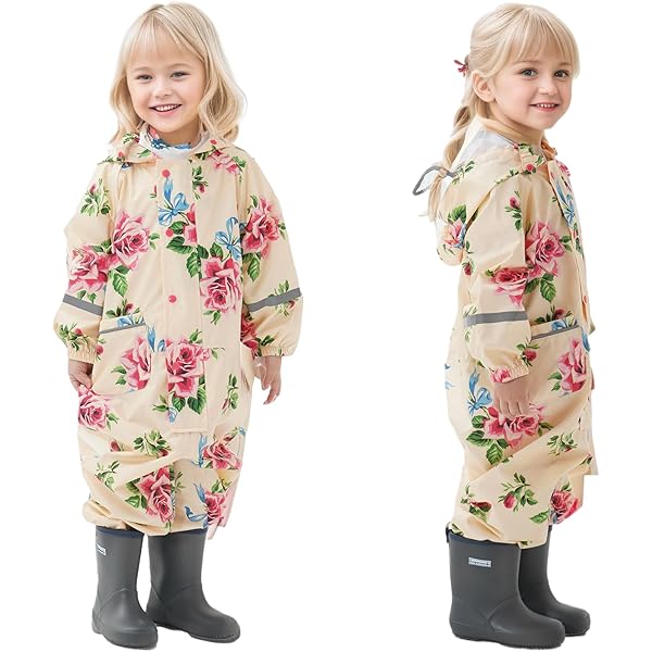 Baogaier Regenjassen Meisjes Regenpak Capuchon Plas Pak Lichtgewicht Eendelige Waterdichte Poncho Regenkleding Draagbaar Ademend Pvc Rits Wandelen Reizen, Oranje Tijger Print 2-4 Jaar